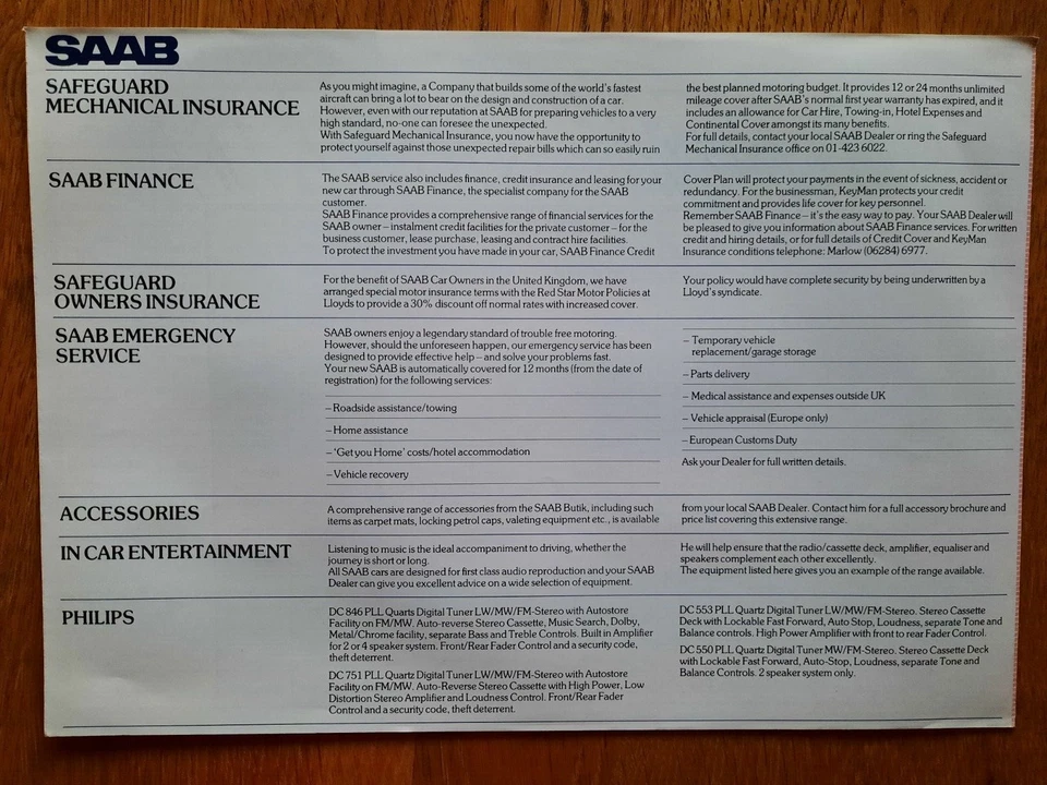 1986 SAAB car sales brochure price list from the UK - Image 3 of 3