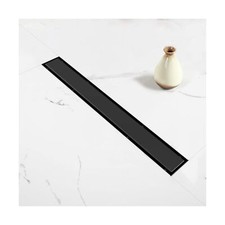Linear Shower Drain, Black Shower Drain 48 inch with 2-in-1 Tile Insert Cover...