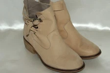 COOLWAY Nude Beige Leather Western Strappy Buckle Ankle Boots Sz EU39