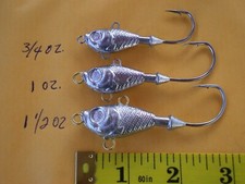 30 PCS ULTRA MINNOW JIG 3/4,1,1-1/2 OZ HEAVY HOOK/FRONT-TOP-BOTTOM EYELET 10 EA.
