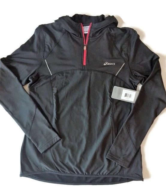 Asics Damas Media Cremallera Chaqueta con Capucha Mujeres Correr Entrenamiento Ropa Rojo Carbón M Foto 2 de 4