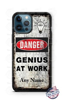 DANGER Genius At Work Any Text Personalized Phone Case For iPhone Samsung Google