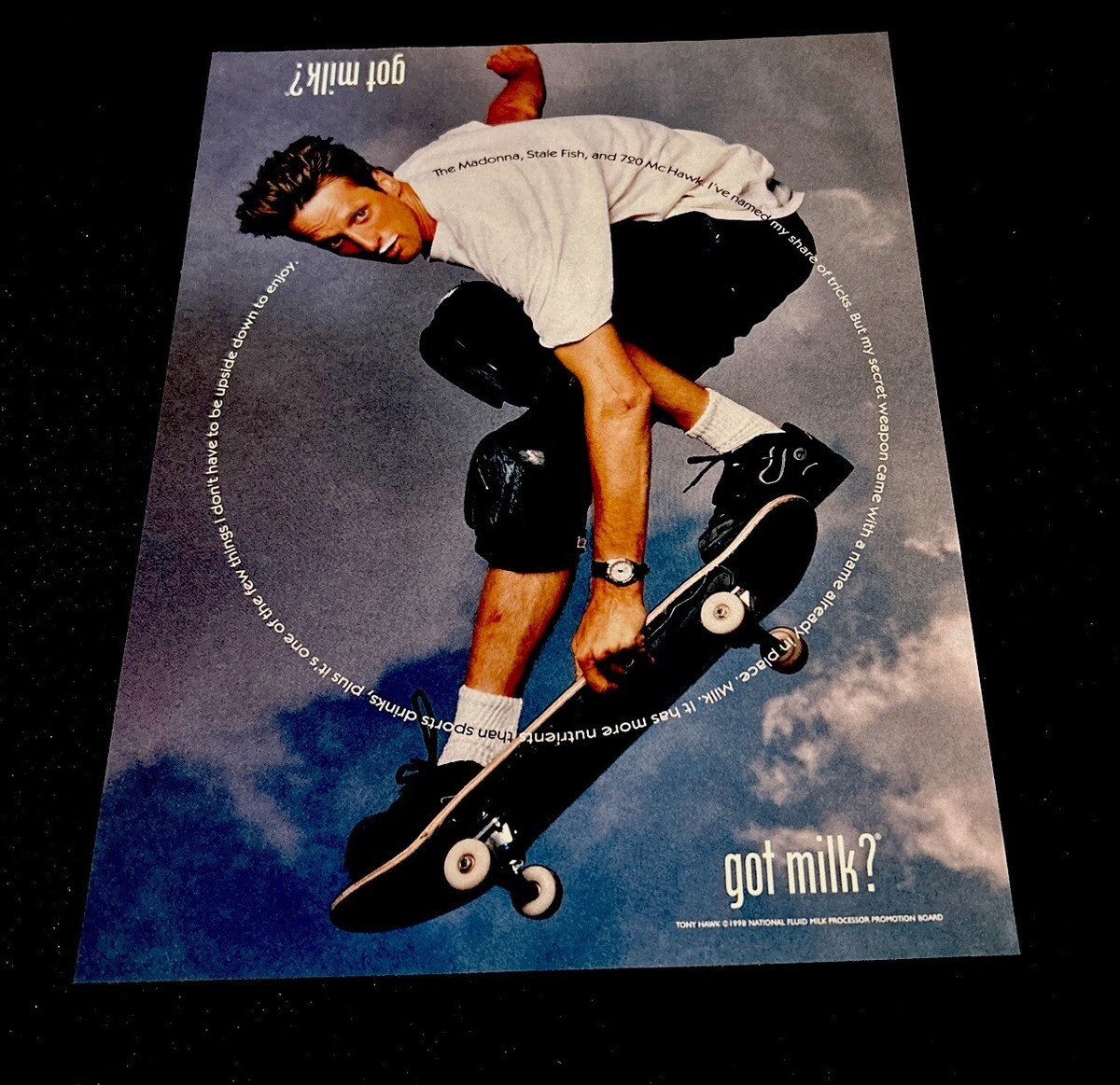 TONY HAWK RARE GOT MILK? Ad 1998 Sports Illustrated For Kids SI