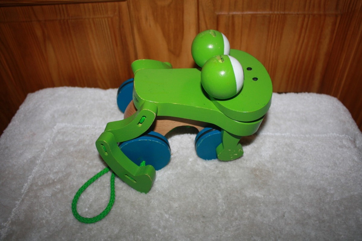 Melissa and Doug Wooden Deluxe Frolicking Frog Pull Toy VGC | eBay