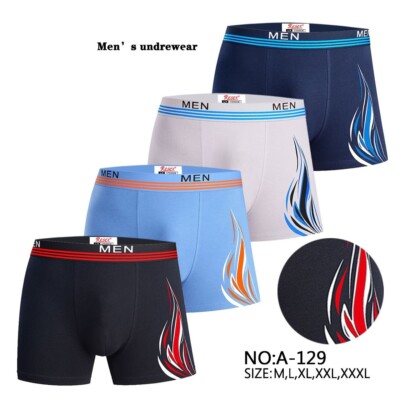 Herren 4er-Pack Shorts Streifen & Flammen Muster Boxershorts Unterwäsche Boxershorts Shorts
