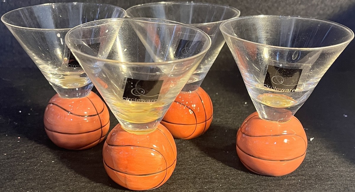 Vintage Circleware SLAM DUNK BASKETBALL Set of 4 Cordial Vodka