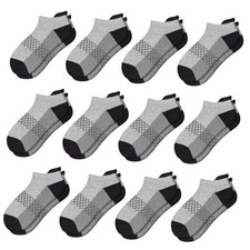 12 Pairs Boys Socks - 4-6, 6-8, 8-10 Years Old - Ankle 7-10 Years Grey 12 Pairs