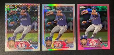 (3) Ezequiel Duran 2023 Topps Chrome #36 RC s X-Fractor-Refractor-Pink Rangers