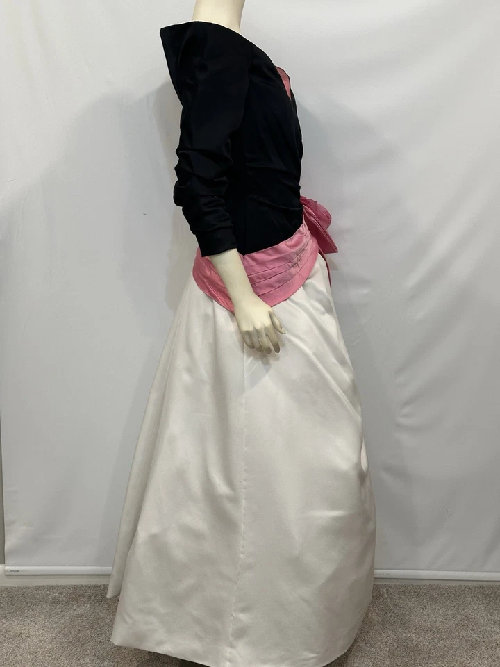 Vestido de Noche Vintage Años 80 VICTOR COSTA Bloque de Color Roseta Asimétrico Nuevo con Etiquetas Foto 4 de 4