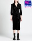 RRP€424 THEORY Satin Midi Dress US10 UK14 IT46 XL Black Twisted