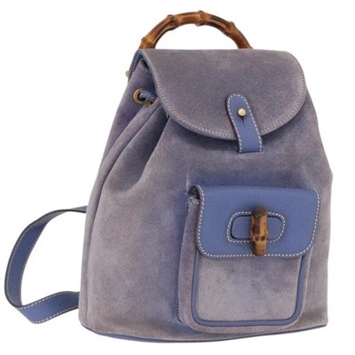 GUCCI Bamboo Backpack Suede Purple Gold 003 2058 0030 Auth 162821