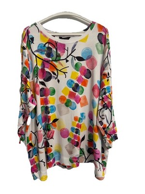 NWT $74 Ali Miles Sz 2X Multicolor Geometric Print Tunic Top Artsy Jersey