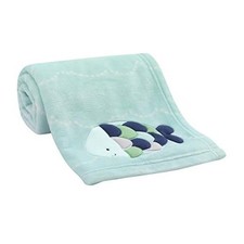 Oceania Blue Turquoise Coral Fleece Baby Blanket with Fish