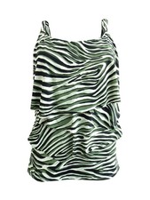 Coco Reef Women's Aura Printed Tiered Underwire Tankini Top 38D, Black Multi 