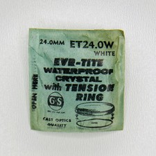 GS Watch Crystal 24.0mm w/ Tension Ring Silver White NOS Replacement Acrylic