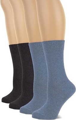 Women Cotton Crew Socks, Plain Color, Regular Soft Casual, 4 Pairs by Hugh Ugoli