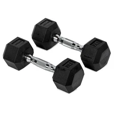 Titan Fitness 10 LB Pair Free Weights, Black Rubber Coated Hex Dumbbell