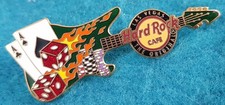 LAS VEGAS ORIGINAL ACE PAIR *FLAMING RED DICE* BLACK GUITAR Hard Rock Cafe PIN