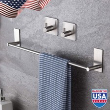 16-Inch Towel Bar Bathroom Towel Holder Stainless Steel Self-Adhesive Silver