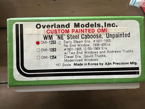 HO Latón Western Maryland 'NE' Acero Caboose Overland Models Co #1831 OMI-1253.2 | Condition: Used