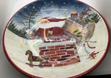 Certified International Susan Winget ENCHANTED SANTA Ex Large Serving Bowl  13”