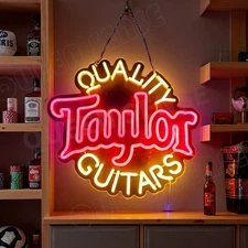 Quality Taylor Guitars LED Neon Sign With Dimmer USB Powered Adjustable Light