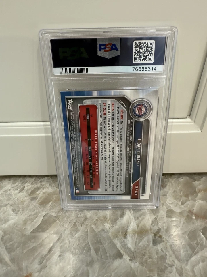 2019 Bowman Chrome 1st Jhoan Duran Auto Orange Wave Ref PSA 9 #13/25 - Image 4 of 4