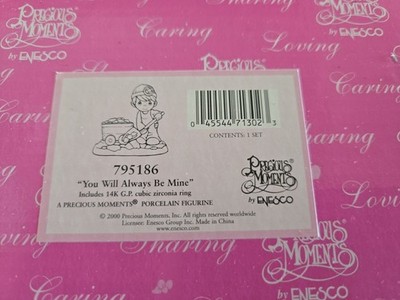 2001 PRECIOUS MOMENTS ''You Will Always Be Mine'' w/14KT CUBIC ZIRC RING ! #795186