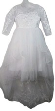 Flower Girl White Dress Wedding Gown Formal Mash Size 4-5