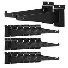 24 PCS 6 Inch Slatwall Shelf Brackets Heavy Duty Black Metal Display Home