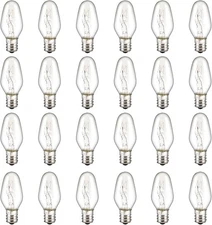 24 Pack C7 Night Light Bulbs, 15 Watt Bulbs 15 Watts, Clear 