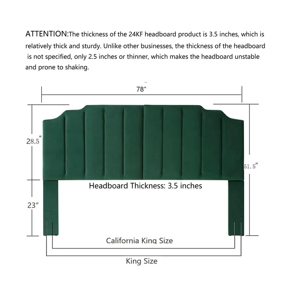 Cabecero tapizado King de terciopelo jade 24KF, moderno canal vertical D... Foto 2 de 4