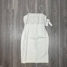 Donna Morgan White Embroidered Linen Midi Dress - Wedding, Party, Summer Break