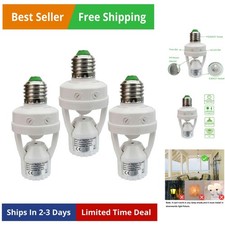 Motion Sensor Light Socket,E26 E27 PIR Motion Screw Bulb Adapter Indoor Use O...