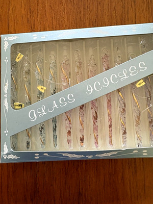 Kurt Adler Christmas Ornament Glass Icicle Swirl 12 Count Set H3559