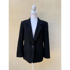Pendleton Petite Black Single Breasted Pure Wool Blazer