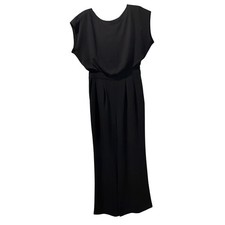 Eliza J Jumpsuit Womens 4 Black Wide Leg Keyhole Back Cap Sleeve Quiet Luxury