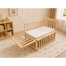 Solid Wood Baby Bassinet Bedside Crib 3 Adjustable Heights Mattress