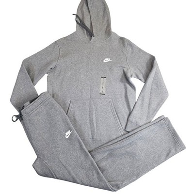 Nike NSW Sportswear Club Fleece Hoodie & Sweatpants Set Medium Gray Pullover NWT