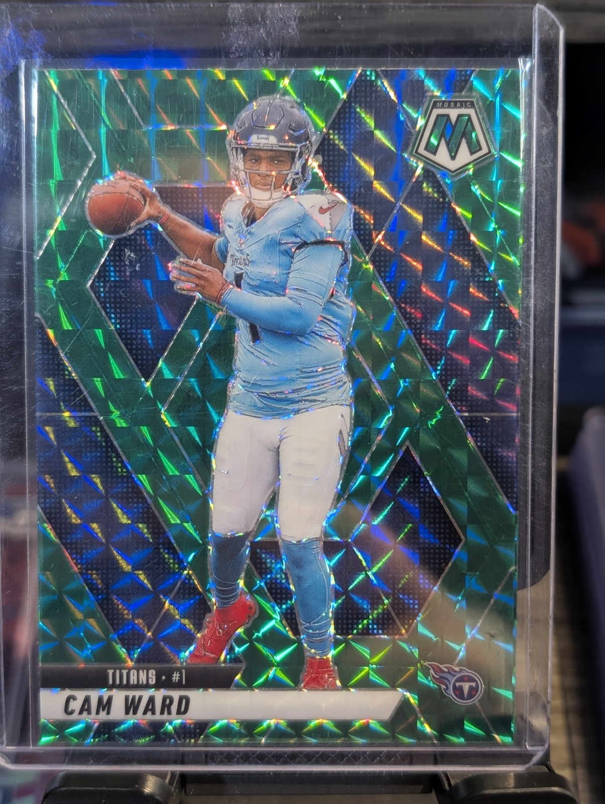 2025 Panini Mosaic Cam Ward Rookie Green Mosaic Prizm #382 Titans