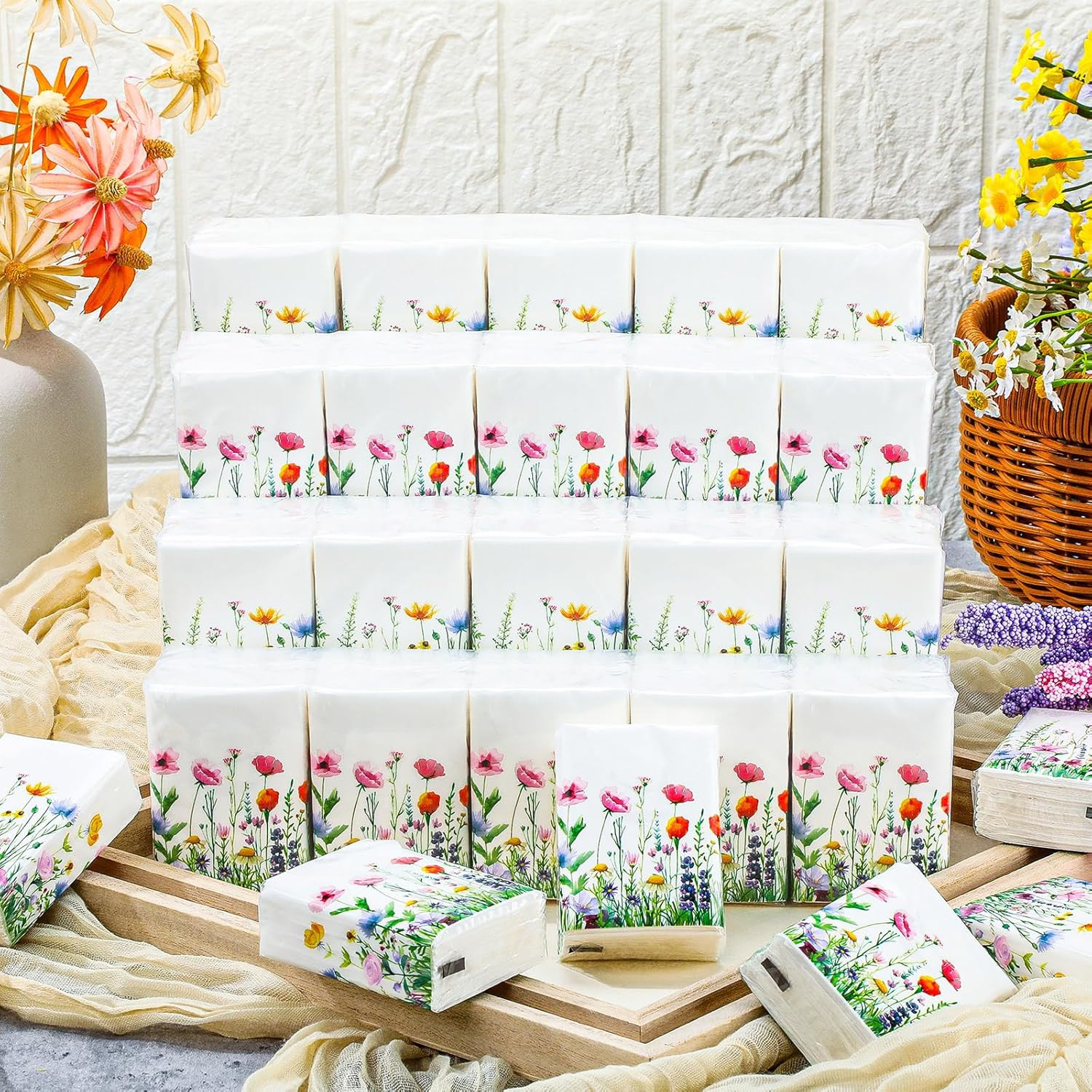 Therwen 100 Pack Pocket Tissues Travel Packs Bulk 1000 Sheet Mini Tissues Bulk 3