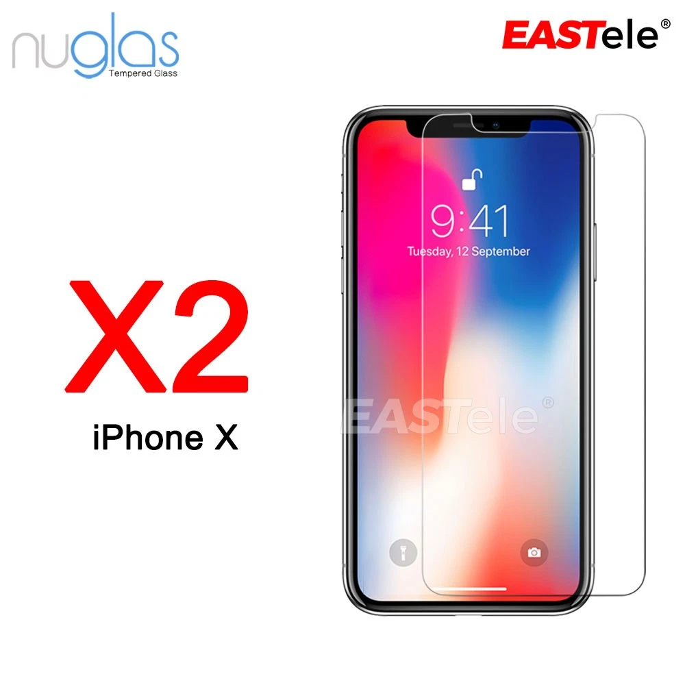 2x Apple iPhone X XS Screen Protector Tempered Glass - Genuine Nuglas