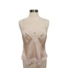 Vintage Maidenform Chantilly Cami Petal Pink Lace Rosette 70s size 36