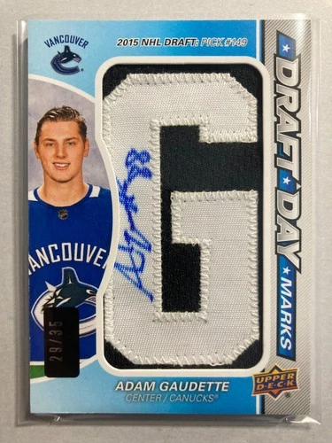 2018-19 SP Game Used Draft Day Marks Rookies #DDM-AG Adam Gaudette 'G' RC 29/35