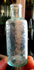 NICE AQUA OPEN PONTIL MEXICAN MUSTANG LINIMENT BOTTLE ROLLED LIP 1850'S ERA L@@K