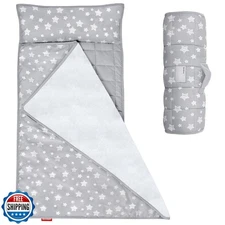 Moonsea Toddler Nap Mat with Pillow Fleece Minky Blanket, Lightweight, Soft P