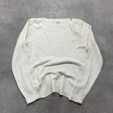 L.L.Bean Jumper Womens XL Crew Neck Waffle Knit Pullover Sweater, Off White