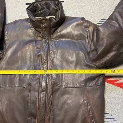 Vintage 80s Eddie Bauer Men's Brown Leather Goose Down Insulated