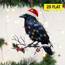 Custom Crow Christmas Ornament 2025, Personalized Name 2D Flat Acrylic