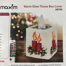 Mary Maxim Warm Glow Christmas Tissue Box Cover Kit Plastic Canvas Needlepoint